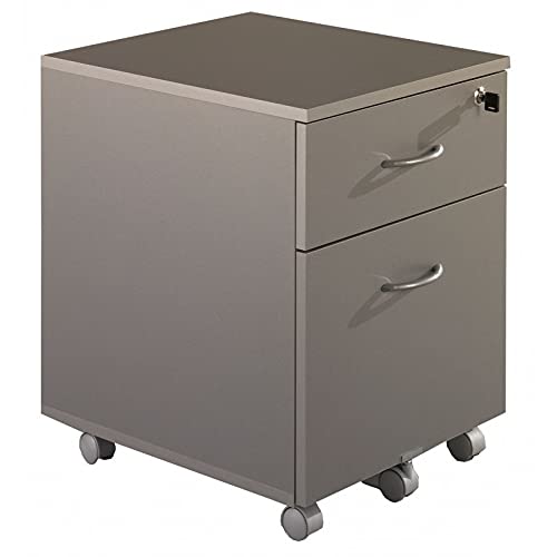 SIMMOB WICMA302 Caisson de Bureau 2 Tiroirs Alu, Bois, Gris, 56 Cover