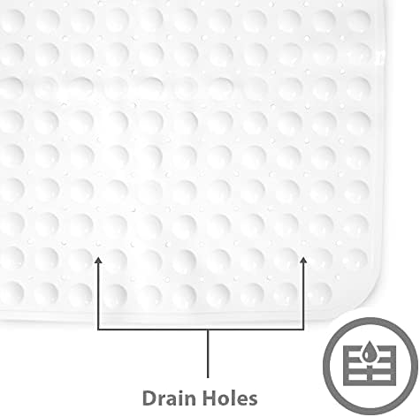 ANSIO® Shower Mats Non Slip Anti Mould Bath Mat for Bathroom Rubber Shower Mat with Drain Holes & Suction Cups Machine Washable (54 x 54 cm, Solid-White)