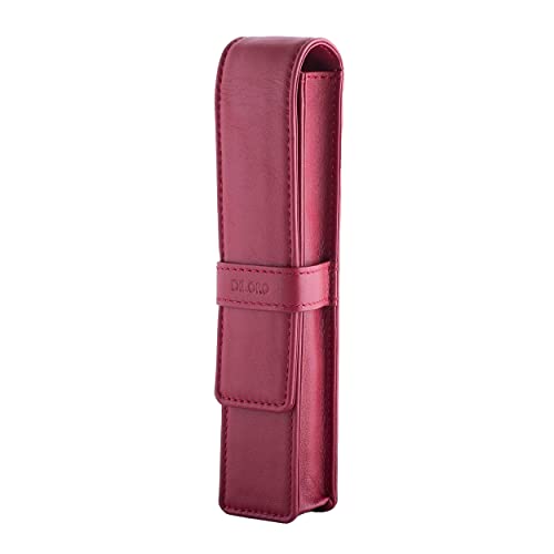 Image of DiLoro Leather Single Pen Case Pencil Pouch Holder for One Fountain Ballpoint Rollerball Pen and Pencil (Red)