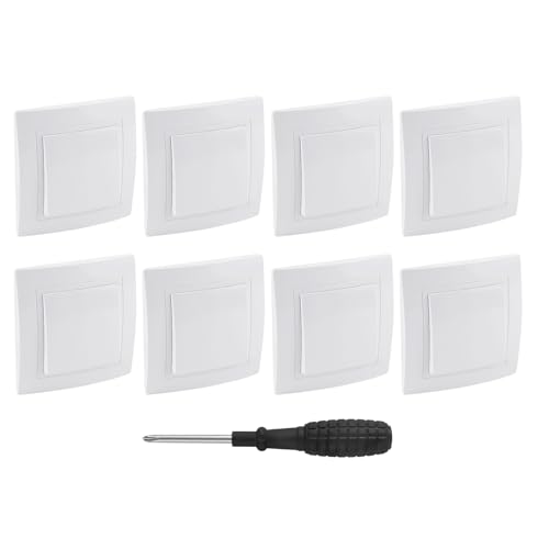 UYUYong 8 PCS Interruptor de Serie Empotrado Interruptor/Conmutado Conmutador Interruptor Pared Simple 10A 250V Pulsador Luz Interruptores Luz light switch para Escaleras Corredor Dormitorio (Blanco)