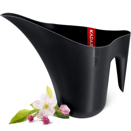 KADAX Regadera de 1,2 L, de plástico, de cuello largo, para plantas de interior, regadera de jardín, color negro