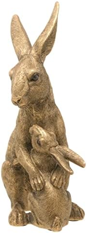 Large Mother & Baby Hare Figurine Approximately 25cm Tall From The Bronze Reflections Range of Ornaments