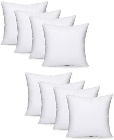 CABAX Premium Square Sham Stuffer Hypo-Allergenic Poly Pillow Form Insert White, 18" L x 18" W (8 Pack)