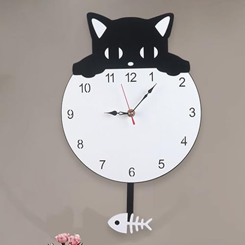Horloge chat avec queue qui bouge decoration murale cuisine et chambre - 4