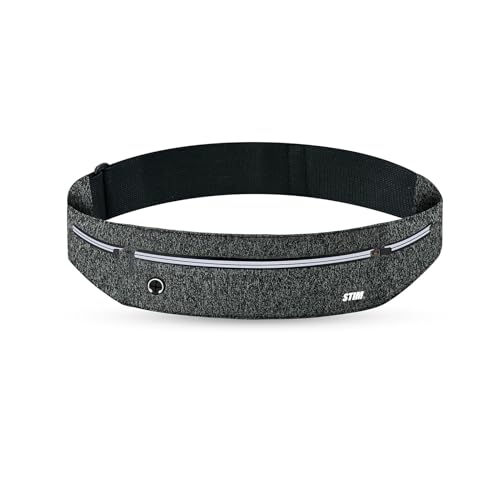 STIM Sac Banane de Sport Homme Femme Sac Pochette Running Belt Réglable Gris L