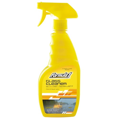 Formula 1 Glass Cleaner with Rain Repellent - Windshield Cleaning Spray for Streak-Free Finish, Improve Visability in Rain, Snow, or Sleet, 16 oz.