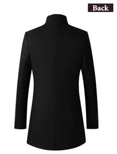 Image of FTCayanz Mens Trench Coat Wool Blend Single Breasted Overcoat | Stand Collar, Fall Slim Fit Top Coat, Winter Warm Coats for Men, Business Work Formal Casual Jacket, Daily Outwear