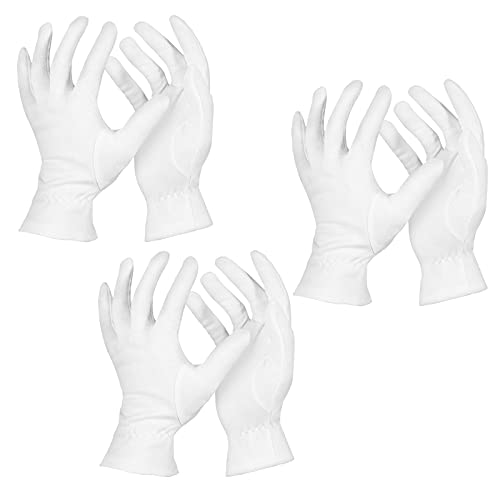 comfykare Moisturizing Gloves Overnight (Large Size, 3 Pairs)100% Cotton, Washable White Gloves with Comfortable and Breathable Material, for Dry Hands Healing and Beauty, Jewelry Inspection