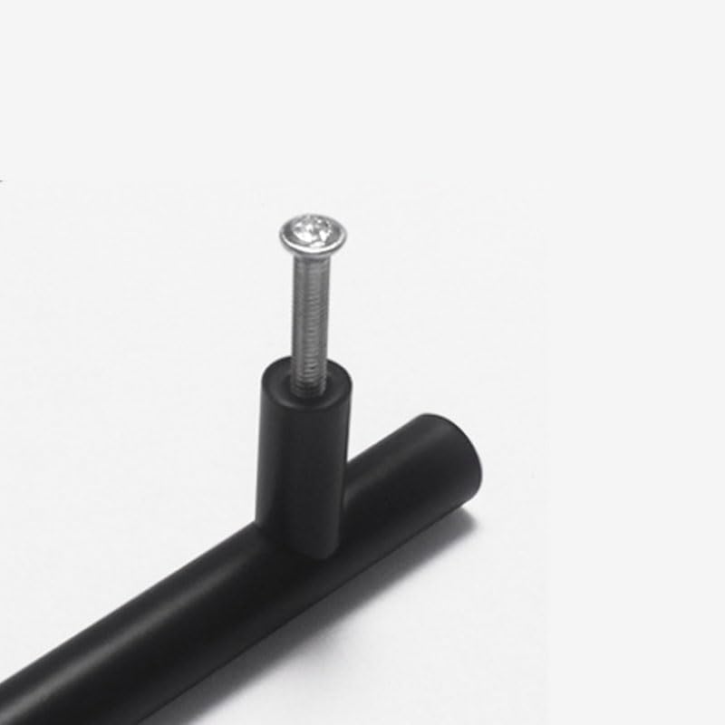 T-Bar Cabinet Handle Brushed Stainless Steel Black Finish Durable Pull for Kitchen Cupboard Bathroom Drawer Wardrobe, Black