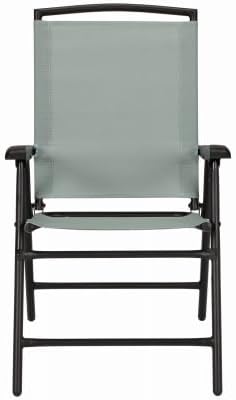 Four Seasons Courtyard RXTV-1921-FC-S Sunny Isles Steel Folding Chair, Sling Fabric, Seafoam Green - Quantity 4