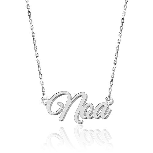 UMAGICBOX Collar de Plata Personalizado con Nombre Noa - Colgante de Acero Inoxidable Grabado a Medida para Mujeres - Regalo para Cumpleaños, Aniversarios, Graduaciones y Día de San Valentín