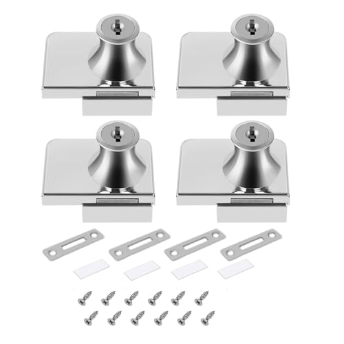 Serrures de Vitrine, 4 Pièces Glass Cabinet Vitrine pour Portes en Verre 5-8 mm, Serrure de Porte en Verre pour Maison et Magasins