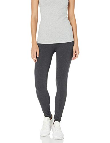 Spalding Women's Activewear Cotton Blend 28" Inseam Legging with Pocket, Charcoal Heather Grey, L