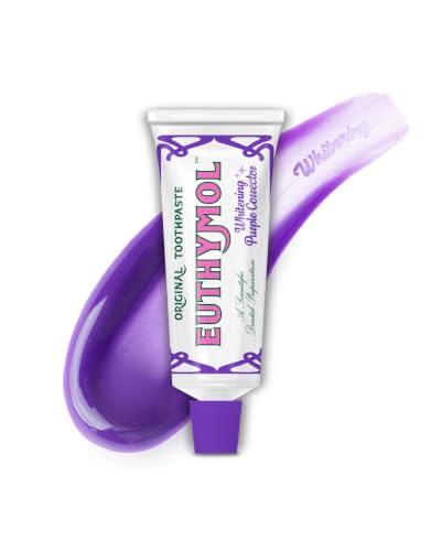 Euthymol Purple Whitening Toothpaste (3.7 fl oz) for Yellow & Sensitive Teeth | Violet Tone-Up Formula Instantly Brightens 24H Stain Defense Long-Lasting Fresh Breath