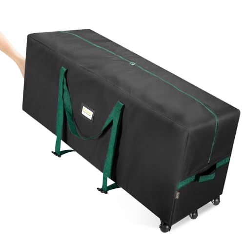 BALEINE 9 ft Rolling Christmas Tree Storage Bag, 3 Swivel Wheels for Easy Moving, Heavy Duty 600D Oxford Fabric Extra Large Artificial Christmas Tree Bag with Reinforced Carry Handles (Black)