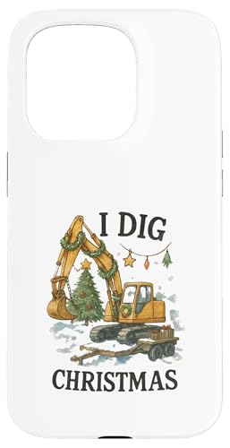 I Dig Christmas Excavator Tree Lights Construction Holiday スマホケース iPhone 15 Pro 用