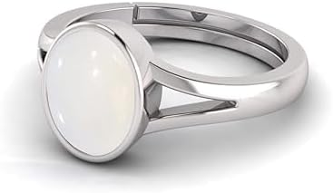 6.25 Ct Natural White Opal Gemstone Silver Plated Ring For Men And Women Birthstone