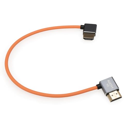 DRRI Cable HDMI macho en ángulo recto a izquierdo, de silicona, 8K a 60Hz, 4K a 120Hz, para Sony A7III A7S3, FX3, FX6, FX30, BMPCC 4K 6K, Nikons Z6 Z7, Ronin S, Atomos Ninja V (50 cm) - imagen 2
