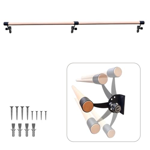 Atletic Bar Ballet Singe Barre 5 Levels Wall-Mounted Adjustable Brackets USA Made, Gym, Home and Studio, Kids and Adults, Fitness, Dance. (Black, 12 FT)
