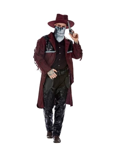 Déguisement de cowboy de western sombre bordeaux avec veste et chapeau