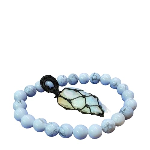 Studd Muffyn | Anxiety Free Combo (Opalite Pendant (without chain) + Howlite Bracelet) (B0CTT1YJ3Q) Amazon Price History, Amazon Price Tracker