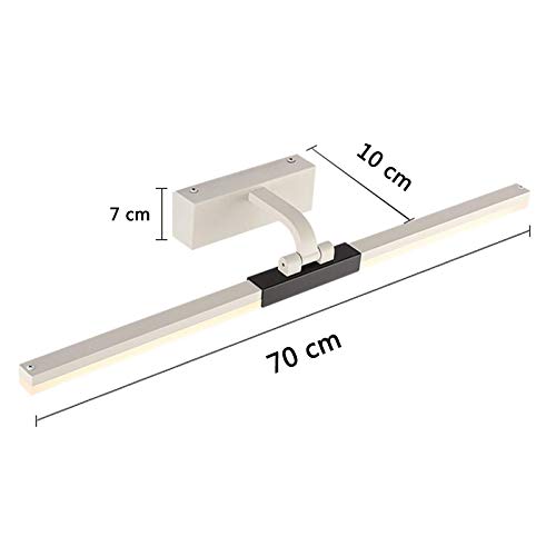 SXSGSM Oświetlenie lustra łazienkowego, nowoczesne przednie światło LED z obrotową głowicą lampy 240°, ciepła biel 3000 K, oświetlenie szafki lustrzanej do hotelu, restauracji, 70 cm, 16 W, nowe