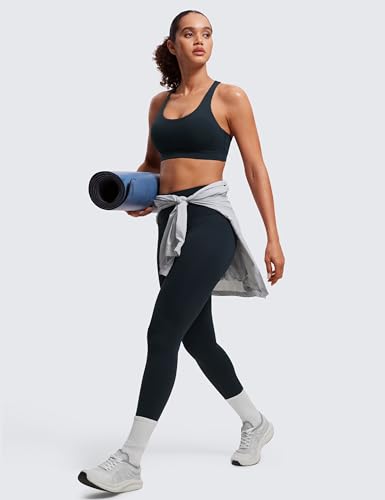 Image of CRZ YOGA Naked Feeling Strappy Sports Bras | Medium Support, Removable Pads, Yoga, Sleek, Scoop Neck, for Women