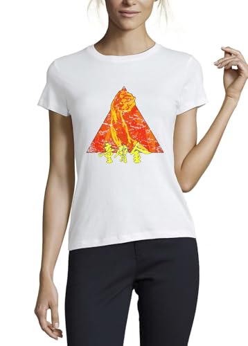 T-shirt Kung Fu arts martiaux femme haut coton blanc col rond été