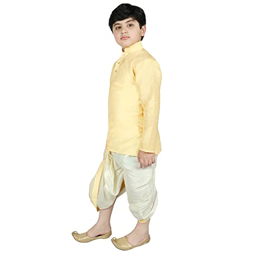 Image of SG YUVRAJ Boy's Raw Silk Kurta Dhoti Set