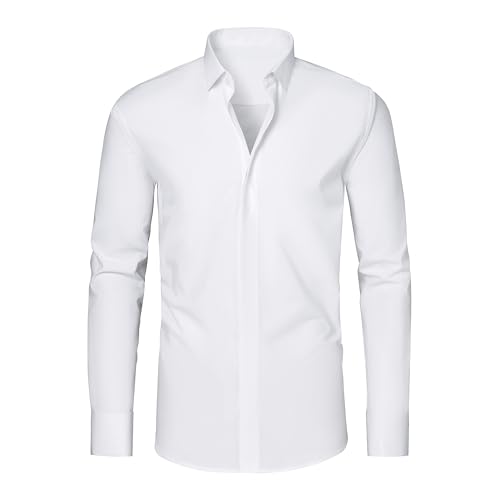 Men's Dress Shirt Stretch Tuxedo Shirt Cutaway Collar Long Sleeve French Cuffs Solid2