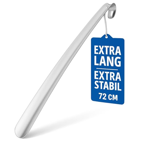 HONH® Schuhlöffel lang 72 cm aus Edelstahl – 2 mm EXTRA STABIL, Schuhanzieher lang Metall, Schuh Anziehhilfe für Senioren, Herren, Damen, Schwangere – Rückenschonend, mit Aufhängeloch