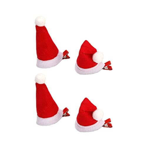 minkissy 2 works Christmas Hat Hair Clips Cute Santa Cap Bobby Hair Pin Barrettes for Kids Adult Xmas Costume Cosplay Accessories