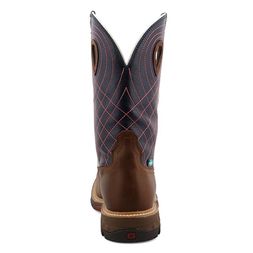 Twisted X Men's Western Work Boot Soft Toe, Mocha & Navy, 9 X-Wide3