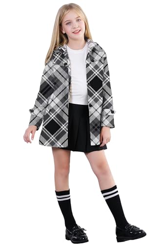 Image of Cromoncent Girl's Rain Jackets Waterproof Hoodie Trench Coat Cute Dress Coat Outerwear, 3-12 Years