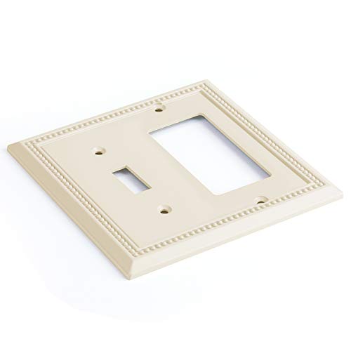 Image of Henne Bery Sunken Pearls Heavy Duty Decorative Wall Plate Switch Plate Outlet Cover, Durable Solid Zinc Alloy (Toggle /Decorator, Light Almond)