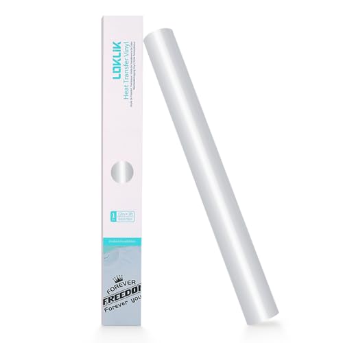 LOKLiK Rouleau Argent de Vinyle Transfert de Chaleur Thermocolant Tissus VĂȘtement 1 pc 30.5 x 180 cm HTV Durable pour T-Shirts, Sacs et VĂȘtements - Lavable en Machine, Couleurs Vibrantes