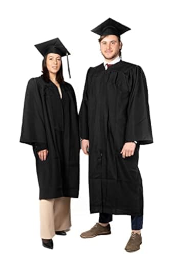 Toga de graduación para adulto con gorro negro unisex fabricado en Italia