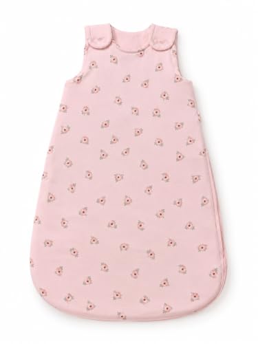 Image of TuddyBuddy Baby Cotton Wearable Quilted Sleeping Bag Blanket 1.5 Tog with 1 Way Zipper Closure | Ideal for Babies & Kids Hypoallergenic Fabrics | (Roses AOP - Pink, 0-6 Months)