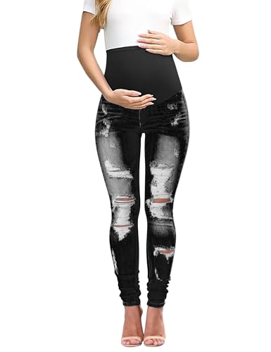 Image of Maternity Jeans Over The Belly Slim Stretch Maternity Work Pants and Pocket