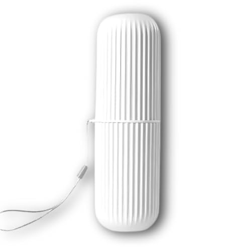Genérico Estojo Porta Escova de Dentes e Creme Dental Multiuso em Plástico Moderno e Compacto Ideal para Viagem, Escola e Trabalho Com Alça Prática (Branco)