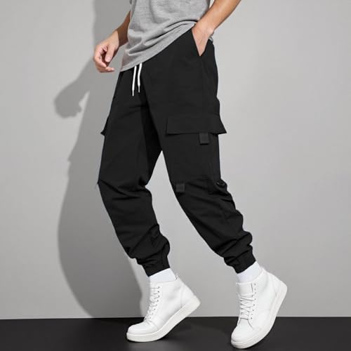 Men's Stretch Cargo Joggers Pants Elastic Waist Slim Fit Lightweight Athletic Workout Trousers with Pockets3