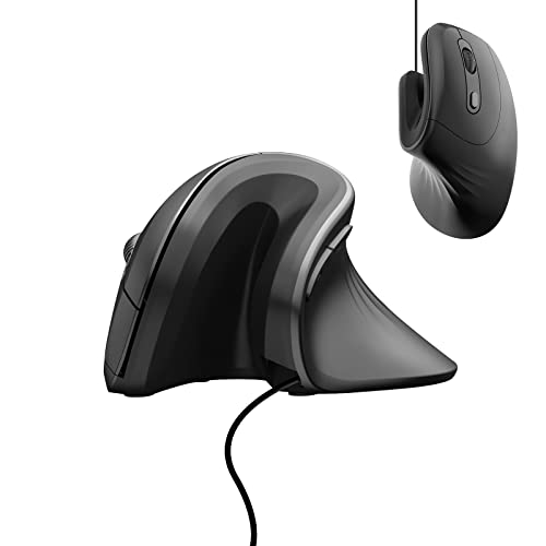 Ergonomic Vertical Mouse 800/1200/2400/3200DPI, Ergonomic Computer Mouse with 6 Buttons, Wired Mouse for Laptop, Desktop, PC, MacBook – Black
