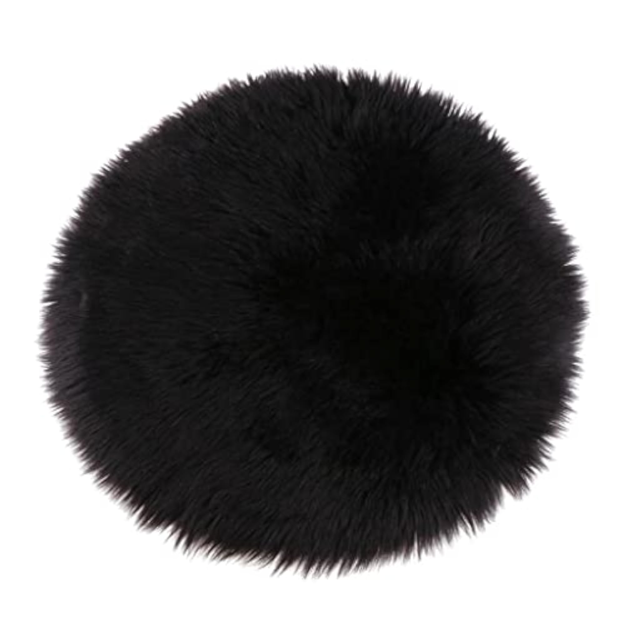 Faux Fur Seat Cushion Pad, Black 30cm