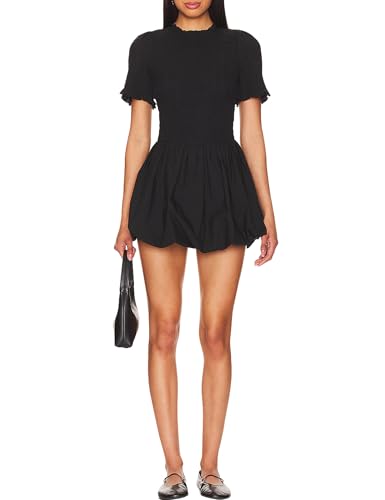 LuFeng Womens Short Sleeve Cut Out Bubble Tank Dress Mock Neck Ruffle Y2k Mini Bodycon Party Club Dresses