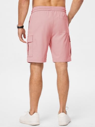 Image of JMIERR Men's Casual Stretch Cargo Shorts | Drawstring Elastic Waist, Multi Pockets, Summer Work Short, Classic