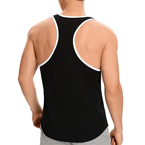 Heren tankshirt atletisch mouwloos cirkelvormig gesneden katoenen hemd for training training basketbal tanktop (Color : Sky Blue, Size : 3XL) - Image 3