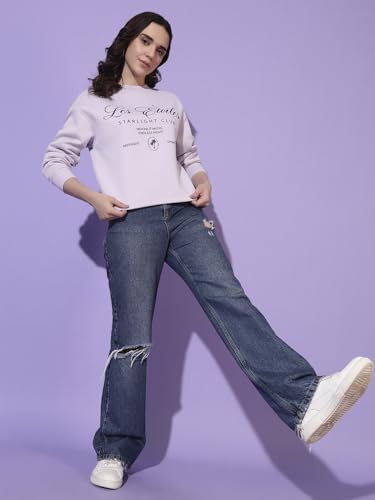 Image of Women's Sweatshirt | Cotton Blend Fleece Winter Top | Full Sleeve Crew Neck | Printed Casual Wear for Women | XS-XL