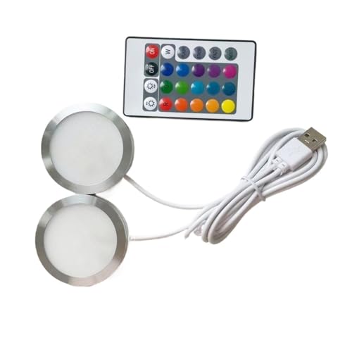 eufeifeiegds Projecteur LED USB 3W DC 5V RGB avec télécommande, lampe for vitrine de bijouterie, comptoir, mini spot plafonnier, prise 2 en 1(Silver...
