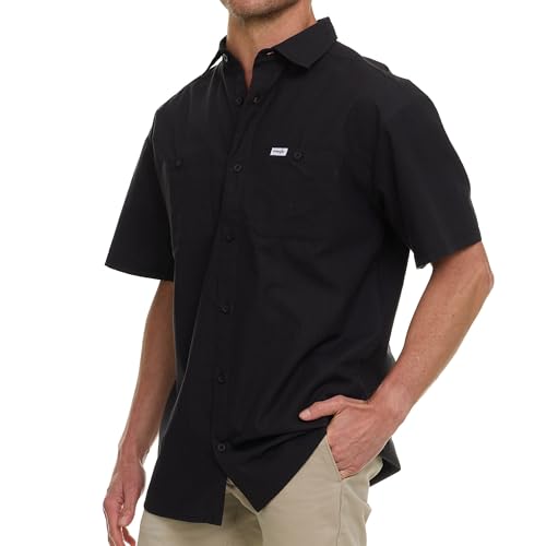 Wrangler Button Up Shirts for Men Big and Tall - Chambray Woven Short Sleeve Casual Shirt4
