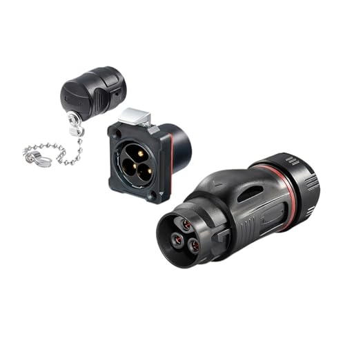 Connecteur de fil M24 étanche 3 broches à encliquetage inversé plastique 25A